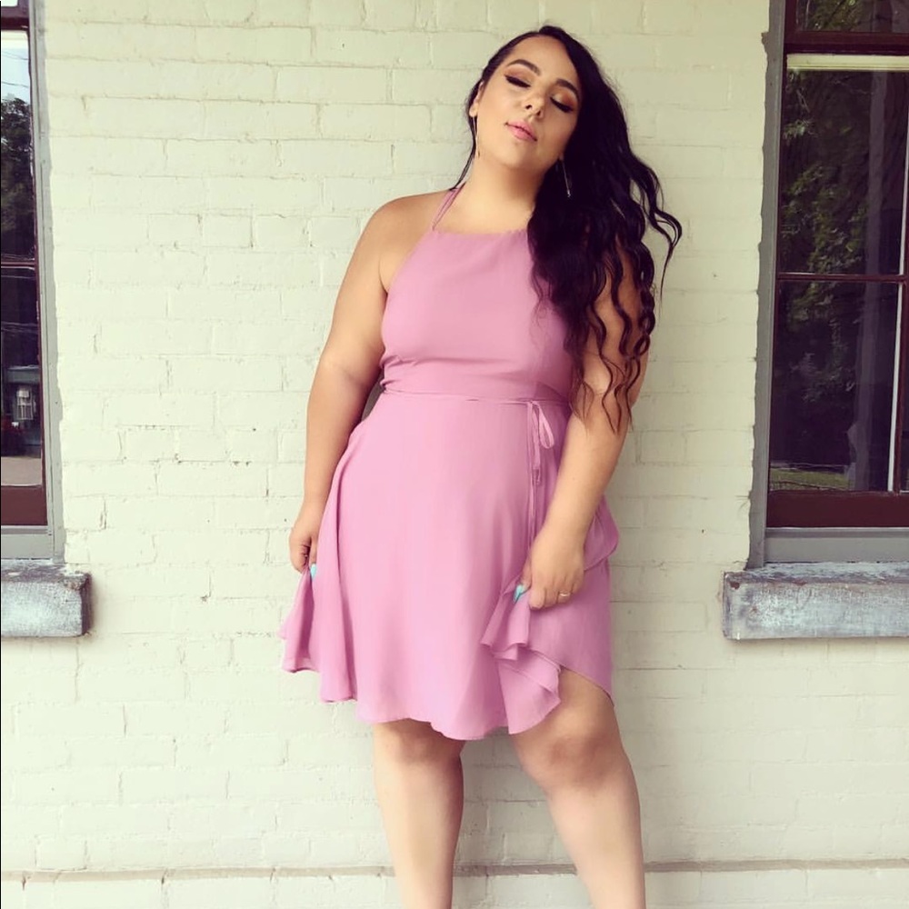 New pink lace back dress